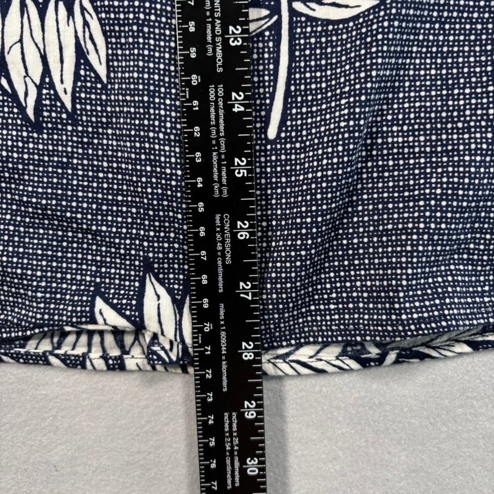 Old Navy Womens XL Navy Blue White Tropical Leaf Print Cotton Rayon Blouse Top - Picture 7 of 13